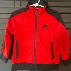 Adidas red and black toddler jacket